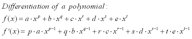 differentiation of a polynomial